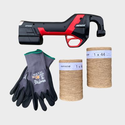 Infaco Tying Machine, Reels, and Gloves Bundle